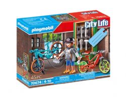 PLAYMOBIL CITY LIFE - SET CADEAU ATELIER DE RÉPARATION DE VÉLOS #70674